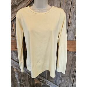 Lands end size large 14-16 made in turkey yellow layering top blouse shirt ^